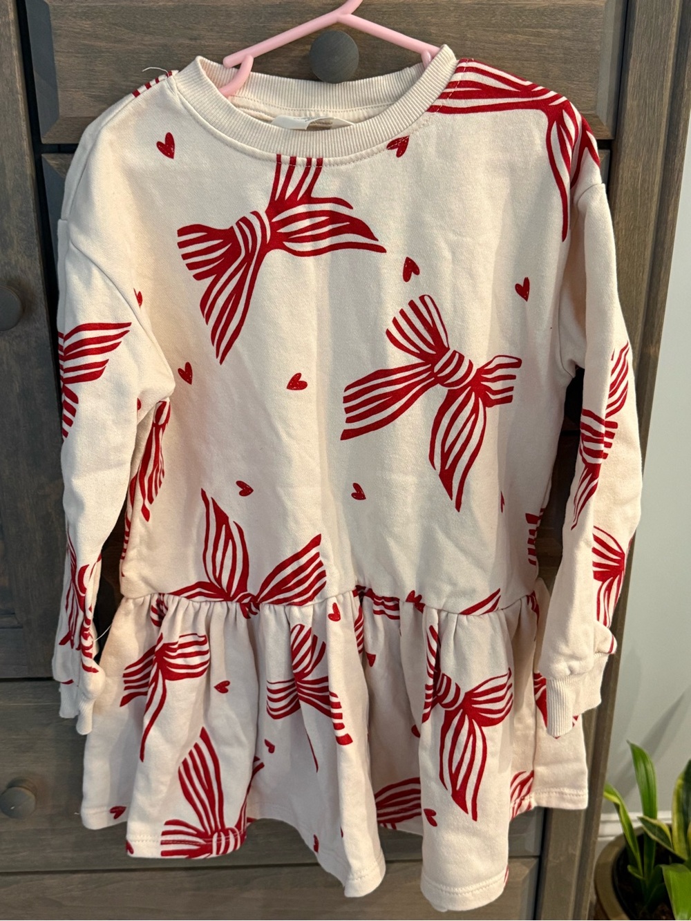 HM Girls' Cream Dress with Red Bows